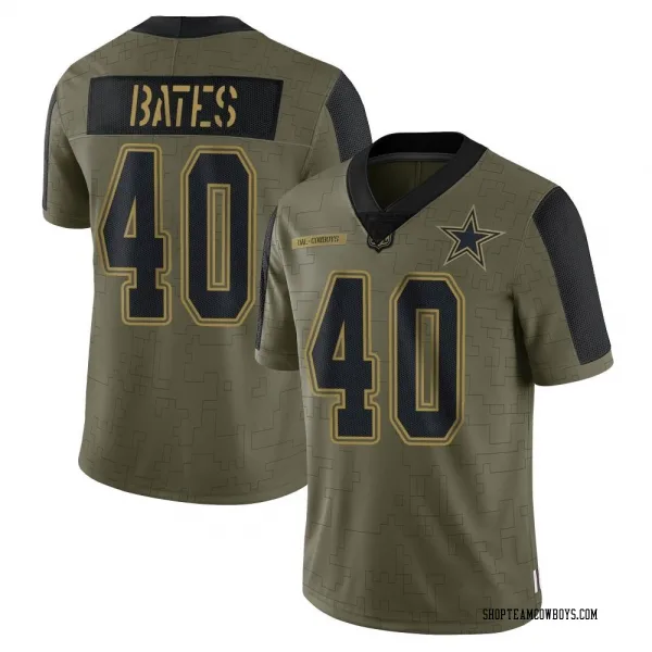 Men's Bill Bates Dallas Cowboys Limited Olive 2021 Salute To Service Jersey