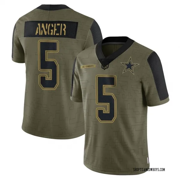 Men's Bryan Anger Dallas Cowboys Limited Olive 2021 Salute To Service Jersey