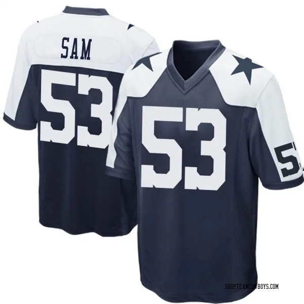 Men's Christian Sam Dallas Cowboys Game Navy Blue Throwback Jersey