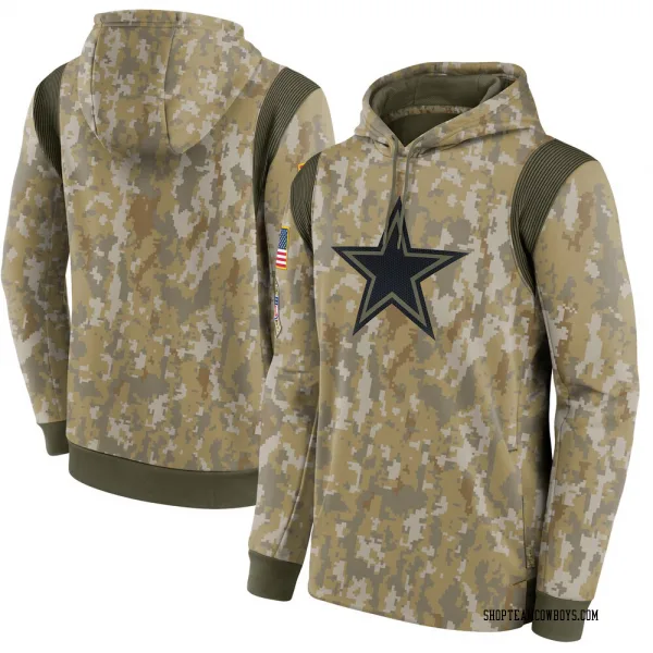 Men's Dallas Cowboys Camo 2021 Salute to Service Therma Performance Pullover Hoodie