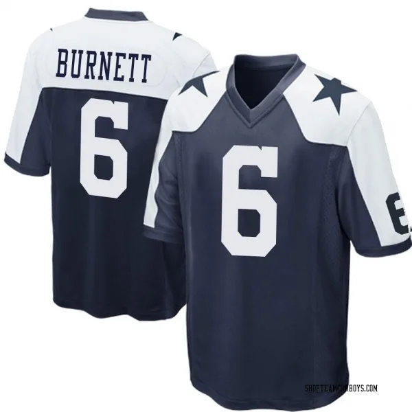 Men's Deontay Burnett Dallas Cowboys Game Navy Blue Throwback Jersey