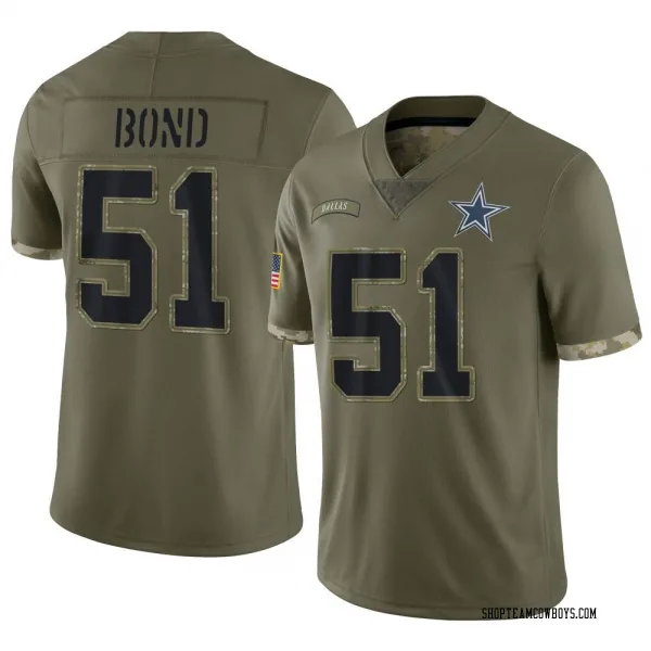 Men's Devante Bond Dallas Cowboys Limited Olive 2022 Salute To Service Jersey