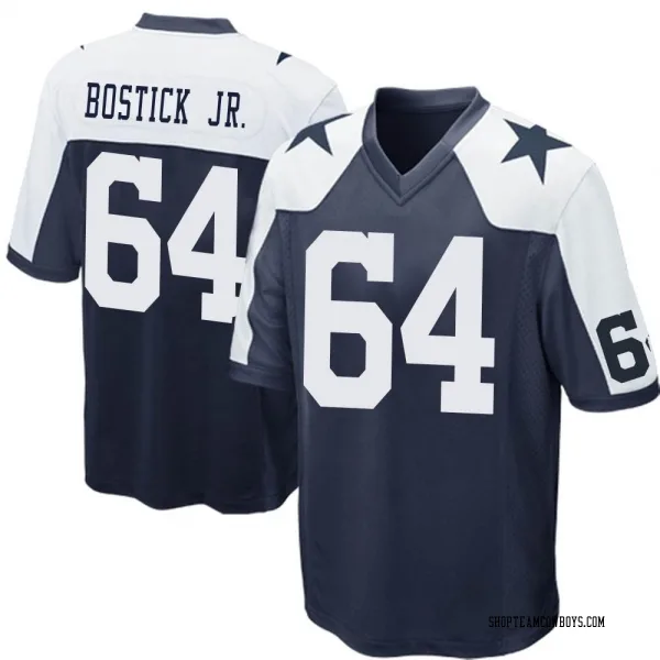 Men's Earl Bostick Jr. Dallas Cowboys Game Navy Blue Throwback Jersey