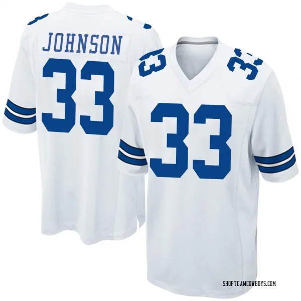 Men's Emany Johnson Dallas Cowboys Game White Jersey