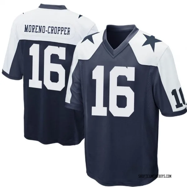 Men's Jalen Moreno-Cropper Dallas Cowboys Game Navy Blue Throwback Jersey