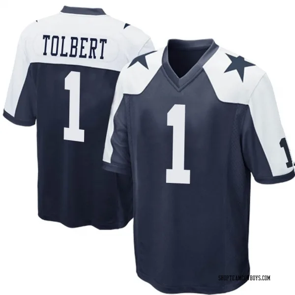 Men's Jalen Tolbert Dallas Cowboys Game Navy Blue Throwback Jersey