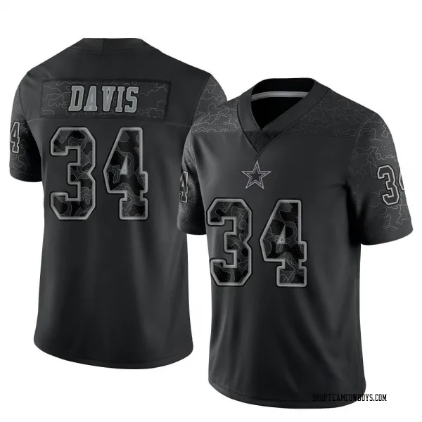 Men's Malik Davis Dallas Cowboys Limited Black Reflective Jersey