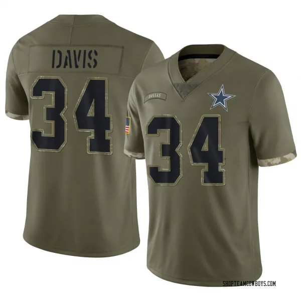 Men's Malik Davis Dallas Cowboys Limited Olive 2022 Salute To Service Jersey