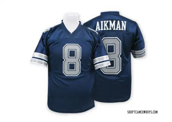 Men's Troy Aikman Dallas Cowboys Authentic Navy Blue Mitchell And Ness Throwback Jersey