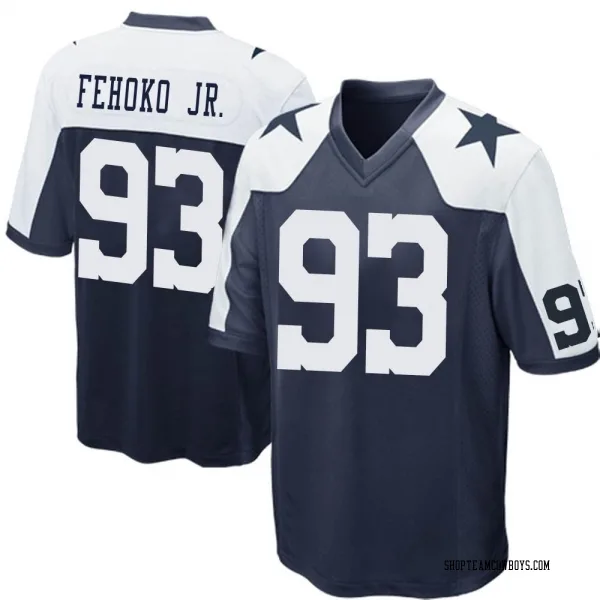 Men's Viliami Fehoko Jr. Dallas Cowboys Game Navy Blue Throwback Jersey