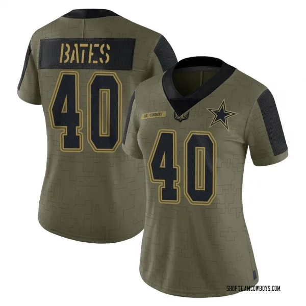 Women's Bill Bates Dallas Cowboys Limited Olive 2021 Salute To Service Jersey