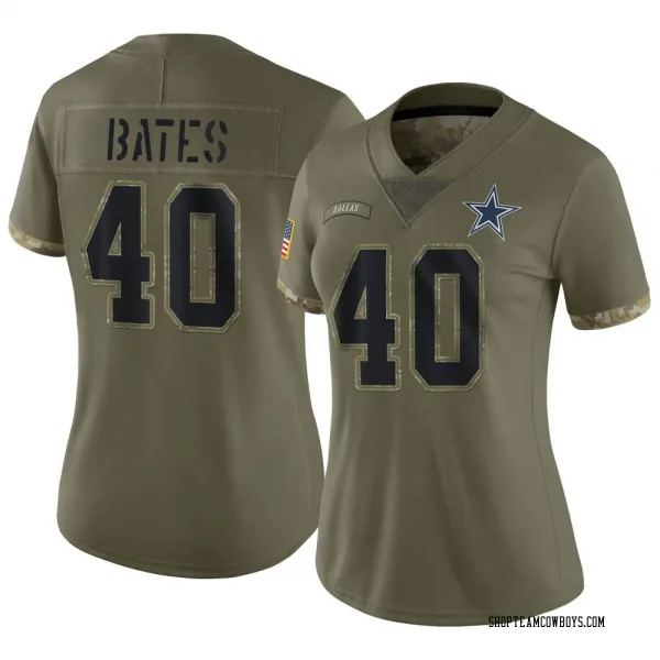 Women's Bill Bates Dallas Cowboys Limited Olive 2022 Salute To Service Jersey