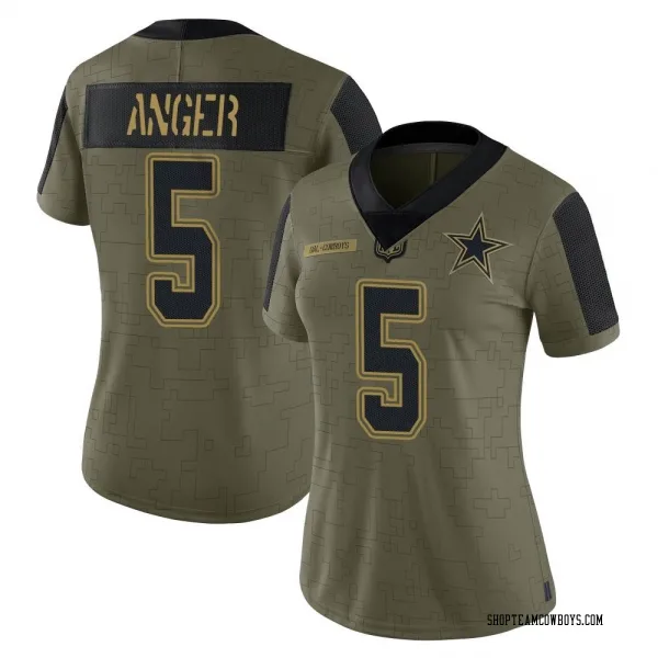 Women's Bryan Anger Dallas Cowboys Limited Olive 2021 Salute To Service Jersey