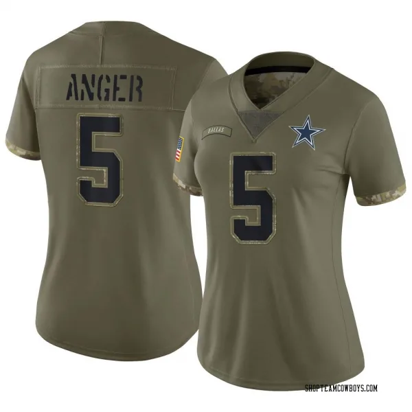 Women's Bryan Anger Dallas Cowboys Limited Olive 2022 Salute To Service Jersey