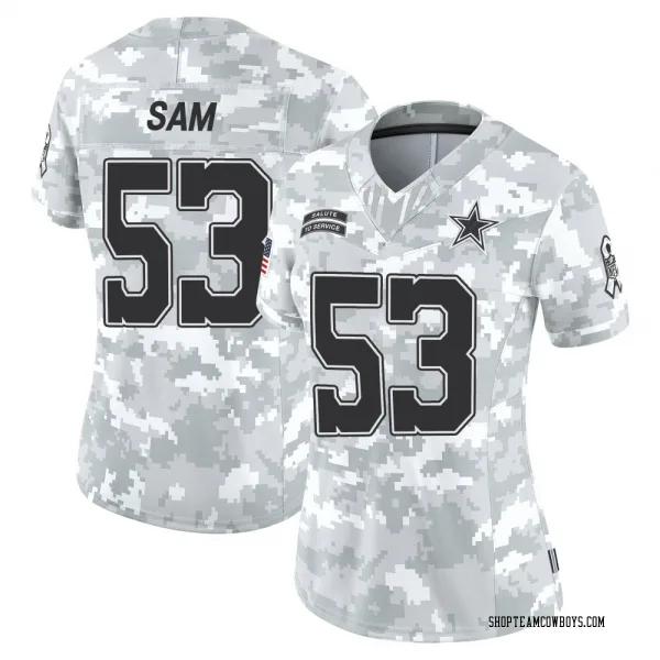 Women's Christian Sam Dallas Cowboys Limited Arctic Camo 2024 Salute to Service Jersey