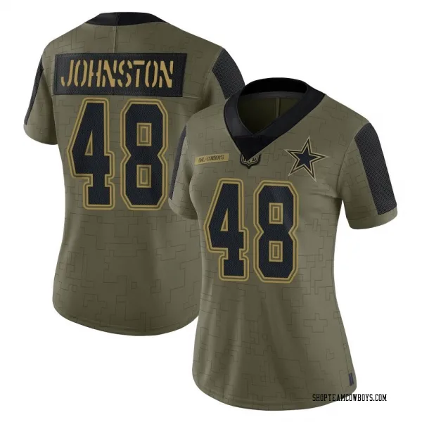 Women's Daryl Johnston Dallas Cowboys Limited Olive 2021 Salute To Service Jersey