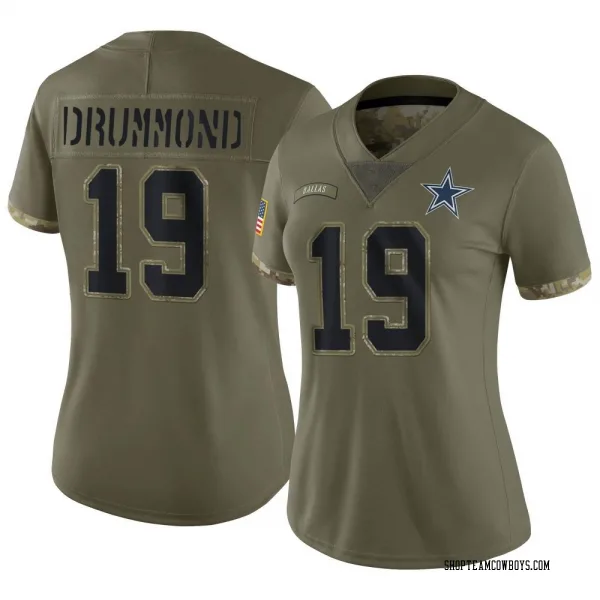 Women's Dontario Drummond Dallas Cowboys Limited Olive 2022 Salute To Service Jersey