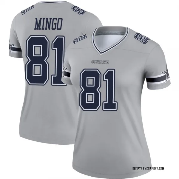 Women's Jonathan Mingo Dallas Cowboys Legend Gray Inverted Jersey