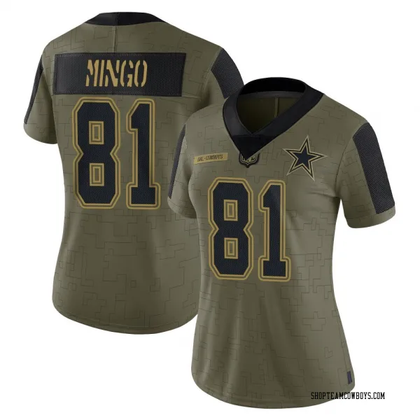 Women's Jonathan Mingo Dallas Cowboys Limited Olive 2021 Salute To Service Jersey