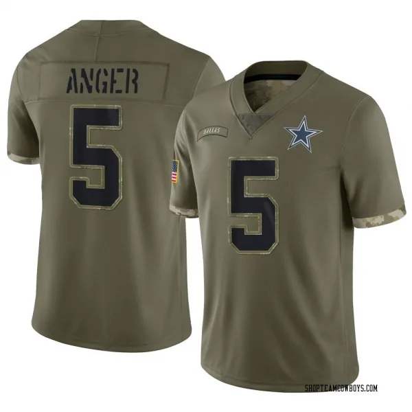 Youth Bryan Anger Dallas Cowboys Limited Olive 2022 Salute To Service Jersey