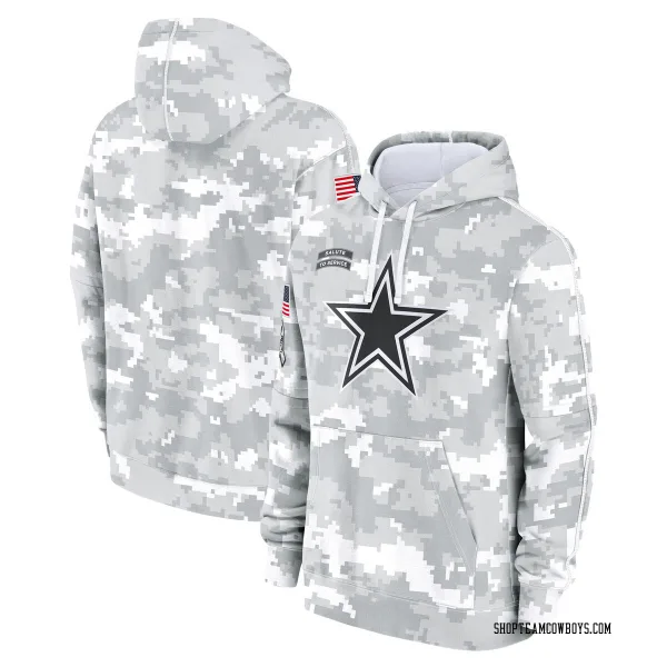 Youth Dallas Cowboys White/Gray 2024 Salute To Service Pullover Hoodie