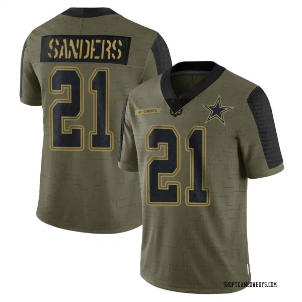 Youth Deion Sanders Dallas Cowboys Limited Olive 2021 Salute To Service Jersey