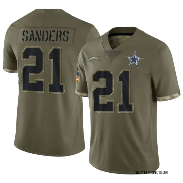 Youth Deion Sanders Dallas Cowboys Limited Olive 2022 Salute To Service Jersey