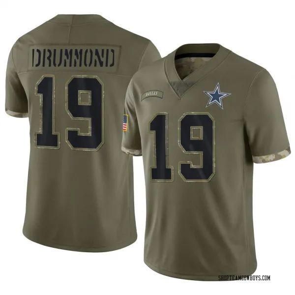 Youth Dontario Drummond Dallas Cowboys Limited Olive 2022 Salute To Service Jersey