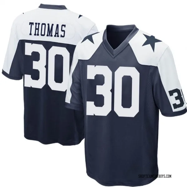 Youth Juanyeh Thomas Dallas Cowboys Game Navy Blue Throwback Jersey