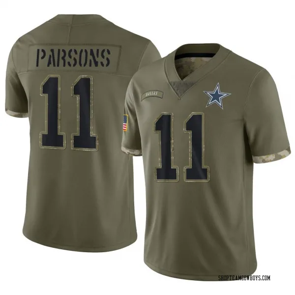 Youth Micah Parsons Dallas Cowboys Limited Olive 2022 Salute To Service Jersey